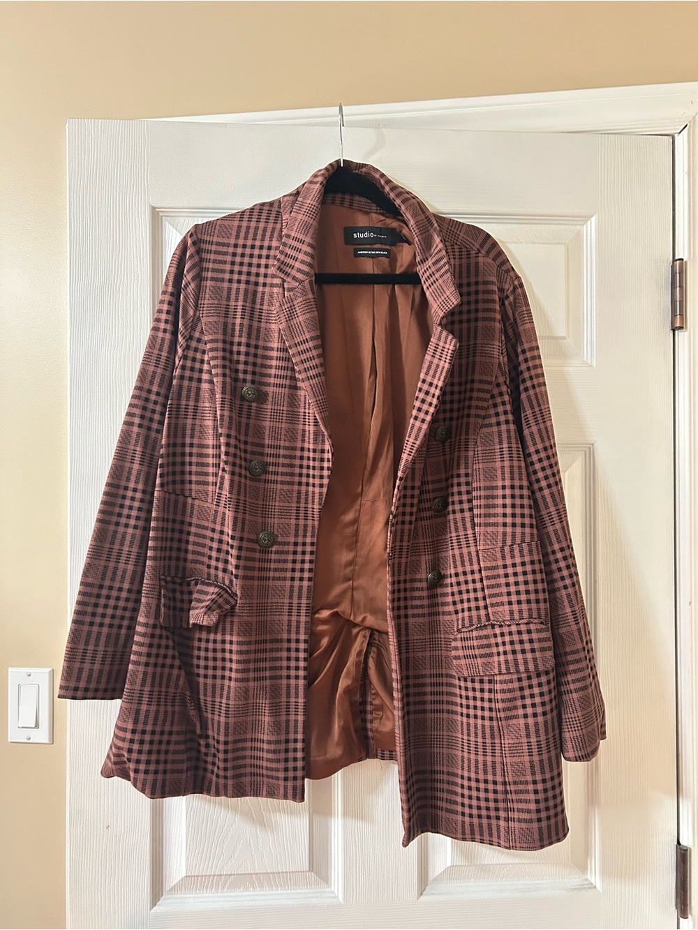 torrid Rust Plaid Double-Breasted Blazer